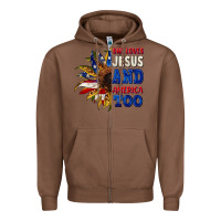 Chestnut She loves Jesus and America too 4th of july Zipper Hoodie - CowGirlArtShop