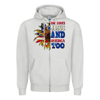 Dove Grey She loves Jesus and America too 4th of july Zipper Hoodie - CowGirlArtShop