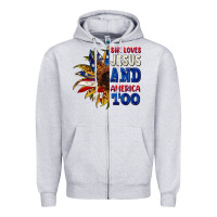 Heather Grey She loves Jesus and America too 4th of july Zipper Hoodie - CowGirlArtShop
