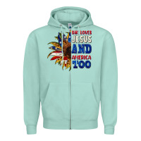Seafoam She loves Jesus and America too 4th of july Zipper Hoodie - CowGirlArtShop