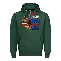 Sports Green She loves Jesus and America too 4th of july Zipper Hoodie - CowGirlArtShop