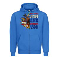 True Royal She loves Jesus and America too 4th of july Zipper Hoodie - CowGirlArtShop