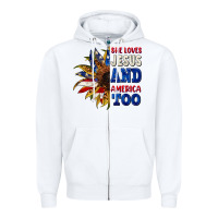 White She loves Jesus and America too 4th of july Zipper Hoodie - CowGirlArtShop