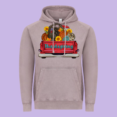 Thanksgiving Truck Turkey Pumpkin Vintage Hoodie Designed By Adodesignshop