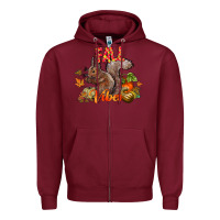 Burgundy Fall Vibes Squirrel Zipper Hoodie - CowhideDigitalArt
