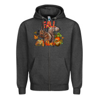Charcoal Heather Fall Vibes Squirrel Zipper Hoodie - CowhideDigitalArt