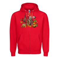 Red Fall Vibes Squirrel Zipper Hoodie - CowhideDigitalArt