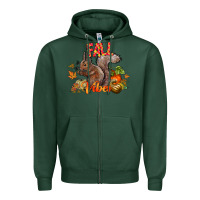 Sports Green Fall Vibes Squirrel Zipper Hoodie - CowhideDigitalArt