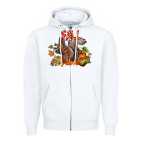 White Fall Vibes Squirrel Zipper Hoodie - CowhideDigitalArt
