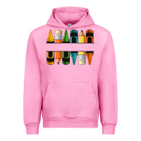 Fuchsia Pink custom crayons with pencil Urban Hoodie - NancyCooperArtShop
