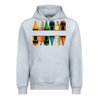 Heather Grey custom crayons with pencil Urban Hoodie - NancyCooperArtShop