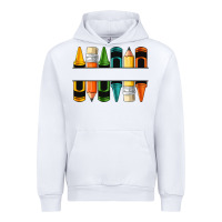White custom crayons with pencil Urban Hoodie - NancyCooperArtShop