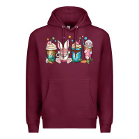 Burgundy easter coffee cups Premium Hoodie - MaliasSmallBusiness