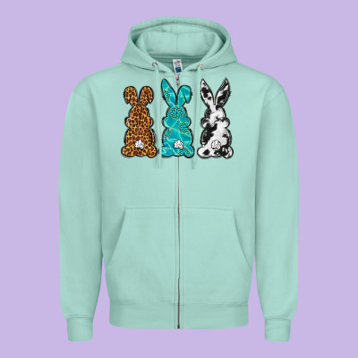 Western Happy Easter Peeps Zipper Hoodie Designed By Neo Western