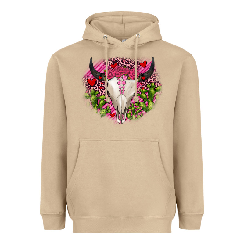 Bull Skull Cactus Valentines Heavyweight Hoodie by JahusDesignShop | Teevron