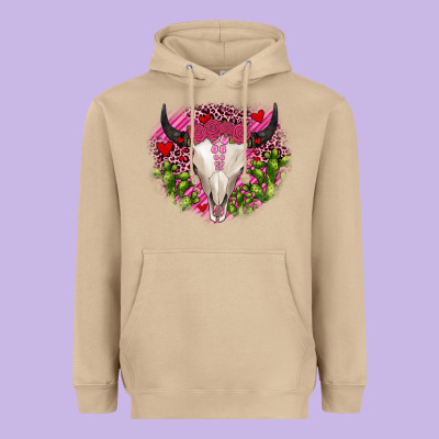 Bull Skull Cactus Valentines Heavyweight Hoodie Designed By Jahusdesignshop