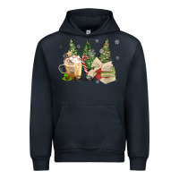 Navy christmas coffee and book Urban Hoodie - MaliasSmallBusiness