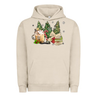 Pigment French Oak christmas coffee and book Urban Hoodie - MaliasSmallBusiness