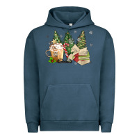 Pigment Midnight Navy christmas coffee and book Urban Hoodie - MaliasSmallBusiness