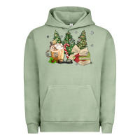 Pigment Oil Green christmas coffee and book Urban Hoodie - MaliasSmallBusiness