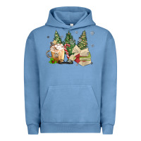 Pigment Pebble Blue christmas coffee and book Urban Hoodie - MaliasSmallBusiness