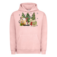 Pigment Salmon christmas coffee and book Urban Hoodie - MaliasSmallBusiness