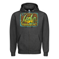 Charcoal Heather the lake is my happy place Zipper Hoodie - HRA Design Shop