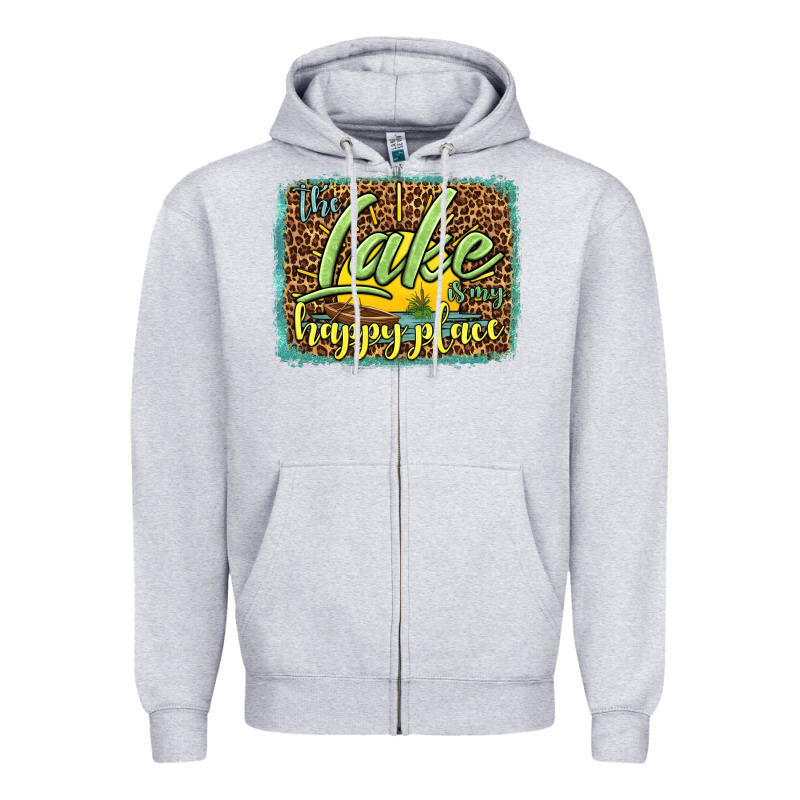 The Lake Is My Happy Place Zipper Hoodie by HRA Design Shop | Teevron