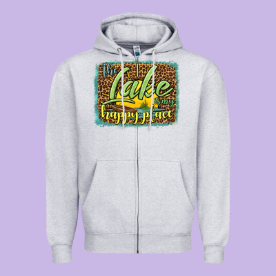 The Lake Is My Happy Place Zipper Hoodie Designed By Hra Design Shop