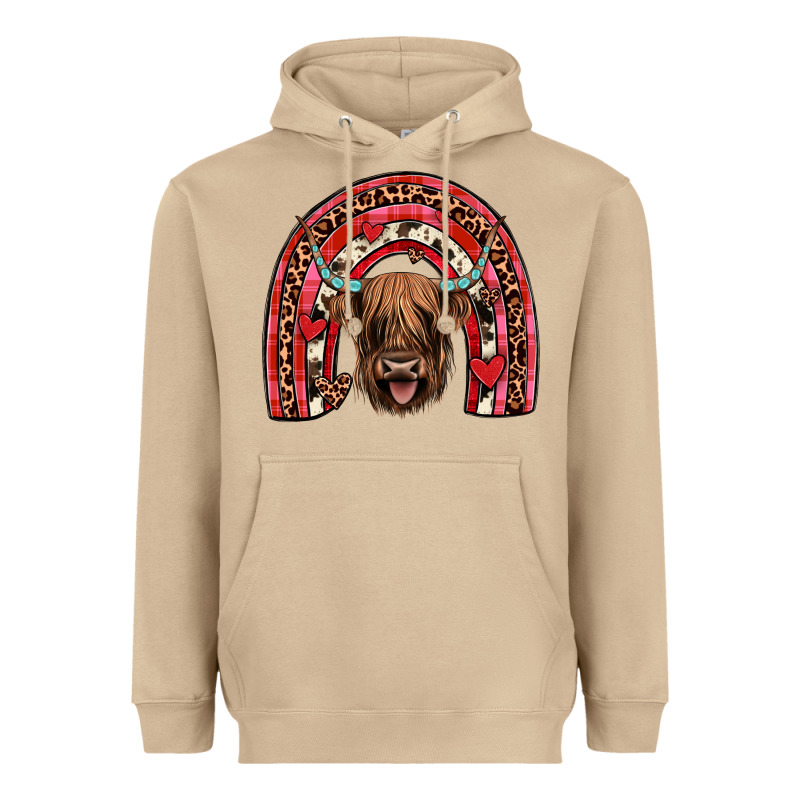 Valentines Highland Cow Rainbow Heavyweight Hoodie by JahusDesignShop | Teevron