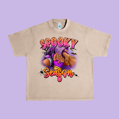 Spooky Season Sneaker And Heel Afro Woman Urban Heavy Tee Designed By Ranaportraitstore