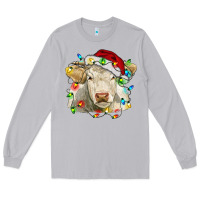 Moon Dust charolais cattle cow with christmas lights and hat Long Sleeve Tee - RanaPortraitStore