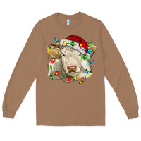 Toasted Coconut charolais cattle cow with christmas lights and hat Long Sleeve Tee - RanaPortraitStore