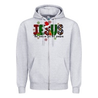 Heather Grey jesus the season for the season Zipper Hoodie - CowhideDigitalArt