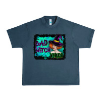 Midnight Navy Halloween Bad Witch Vibes Watercolor Urban Heavy Tee - RanaPortraitStore