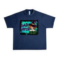 Navy Halloween Bad Witch Vibes Watercolor Urban Heavy Tee - RanaPortraitStore