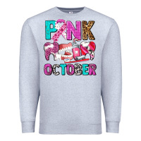 Heather Grey pink october Premium Sweatshirt - AdoDesignShop