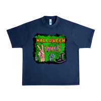Navy Watercolor Halloween Vibes Urban Heavy Tee - RanaPortraitStore