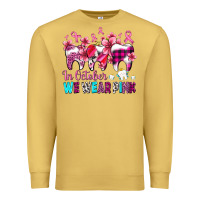Antique Gold in october we wear pink cancer ribbon with teeth Premium Sweatshirt - AdoDesignShop