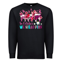 Black in october we wear pink cancer ribbon with teeth Premium Sweatshirt - AdoDesignShop
