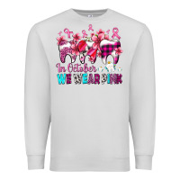 Dove Grey in october we wear pink cancer ribbon with teeth Premium Sweatshirt - AdoDesignShop