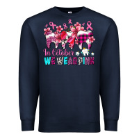 Navy in october we wear pink cancer ribbon with teeth Premium Sweatshirt - AdoDesignShop