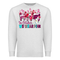 Oatmeal Heather in october we wear pink cancer ribbon with teeth Premium Sweatshirt - AdoDesignShop