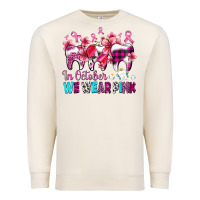 Sandshell in october we wear pink cancer ribbon with teeth Premium Sweatshirt - AdoDesignShop