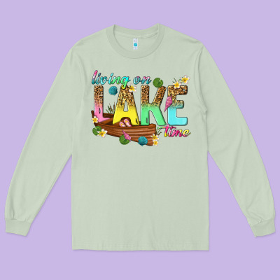Living On Lake Time Long Sleeve Tee Designed By Texasbilliewilder