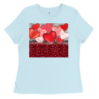 Baby Blue valentine's day red hearts red leopard Ladies Tee - BarkalooDesign