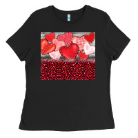 Black valentine's day red hearts red leopard Ladies Tee - BarkalooDesign