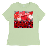 Matcha valentine's day red hearts red leopard Ladies Tee - BarkalooDesign