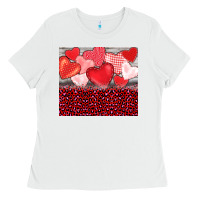 White valentine's day red hearts red leopard Ladies Tee - BarkalooDesign