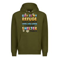 Army Green god is my refuge and my fortress under his wings Premium Hoodie - MaliasSmallBusiness